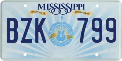 MS license plate BZK799