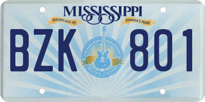 MS license plate BZK801