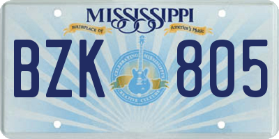 MS license plate BZK805