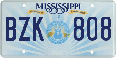 MS license plate BZK808