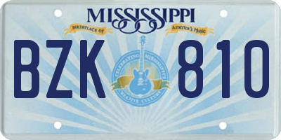 MS license plate BZK810