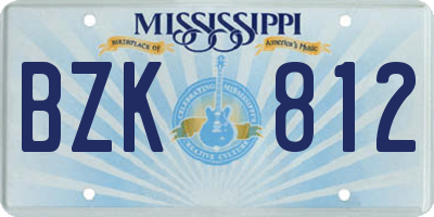 MS license plate BZK812