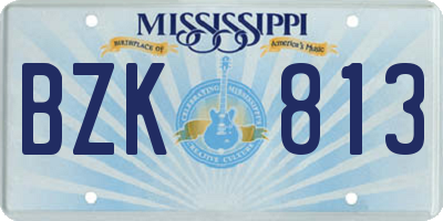 MS license plate BZK813