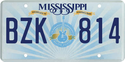 MS license plate BZK814