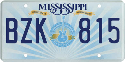 MS license plate BZK815