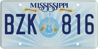 MS license plate BZK816