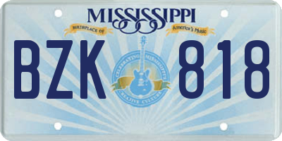 MS license plate BZK818