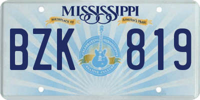 MS license plate BZK819
