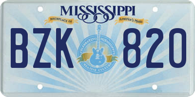 MS license plate BZK820