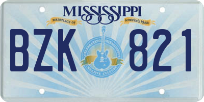 MS license plate BZK821
