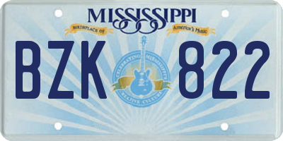 MS license plate BZK822
