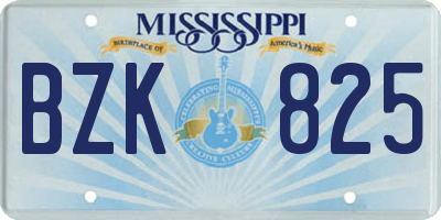 MS license plate BZK825