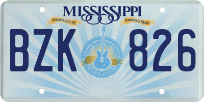 MS license plate BZK826