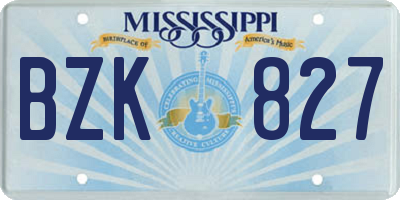 MS license plate BZK827