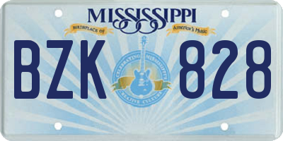 MS license plate BZK828