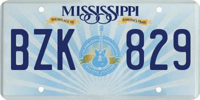 MS license plate BZK829
