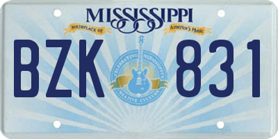 MS license plate BZK831