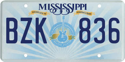 MS license plate BZK836