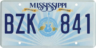 MS license plate BZK841
