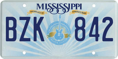 MS license plate BZK842