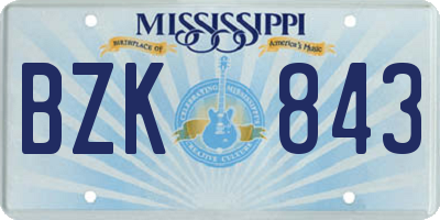 MS license plate BZK843