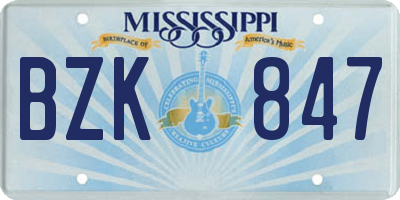 MS license plate BZK847
