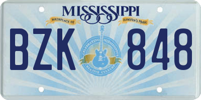 MS license plate BZK848