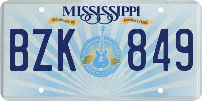 MS license plate BZK849