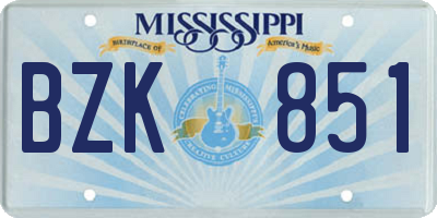 MS license plate BZK851