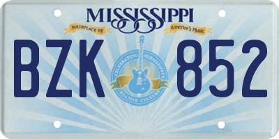 MS license plate BZK852