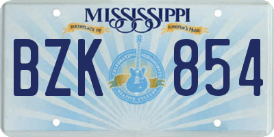 MS license plate BZK854