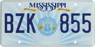 MS license plate BZK855