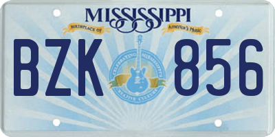 MS license plate BZK856