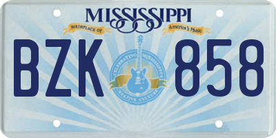 MS license plate BZK858