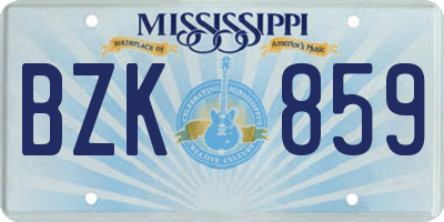 MS license plate BZK859