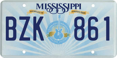 MS license plate BZK861