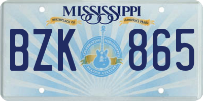 MS license plate BZK865