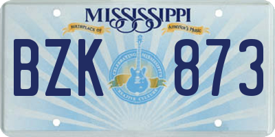 MS license plate BZK873