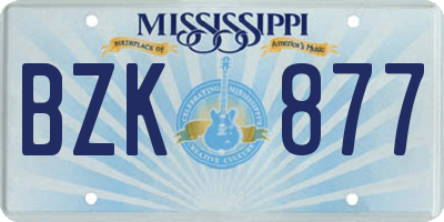 MS license plate BZK877