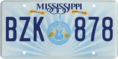 MS license plate BZK878