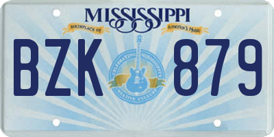 MS license plate BZK879