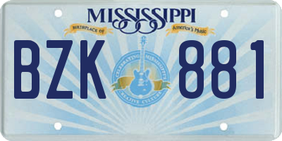 MS license plate BZK881