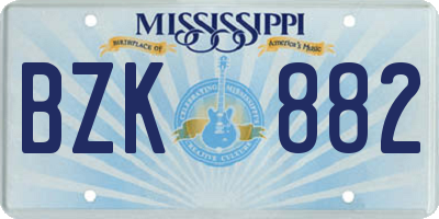 MS license plate BZK882