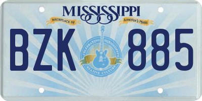 MS license plate BZK885