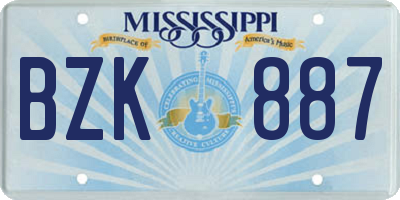 MS license plate BZK887