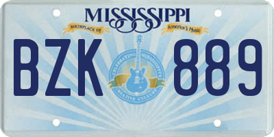 MS license plate BZK889