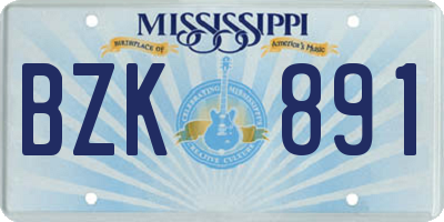 MS license plate BZK891