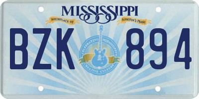 MS license plate BZK894