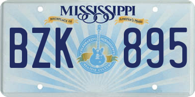 MS license plate BZK895