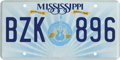 MS license plate BZK896